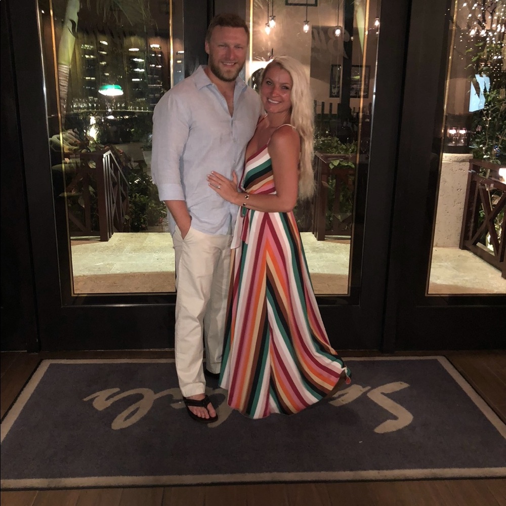 Impressions boutique rainbow stripe maxi